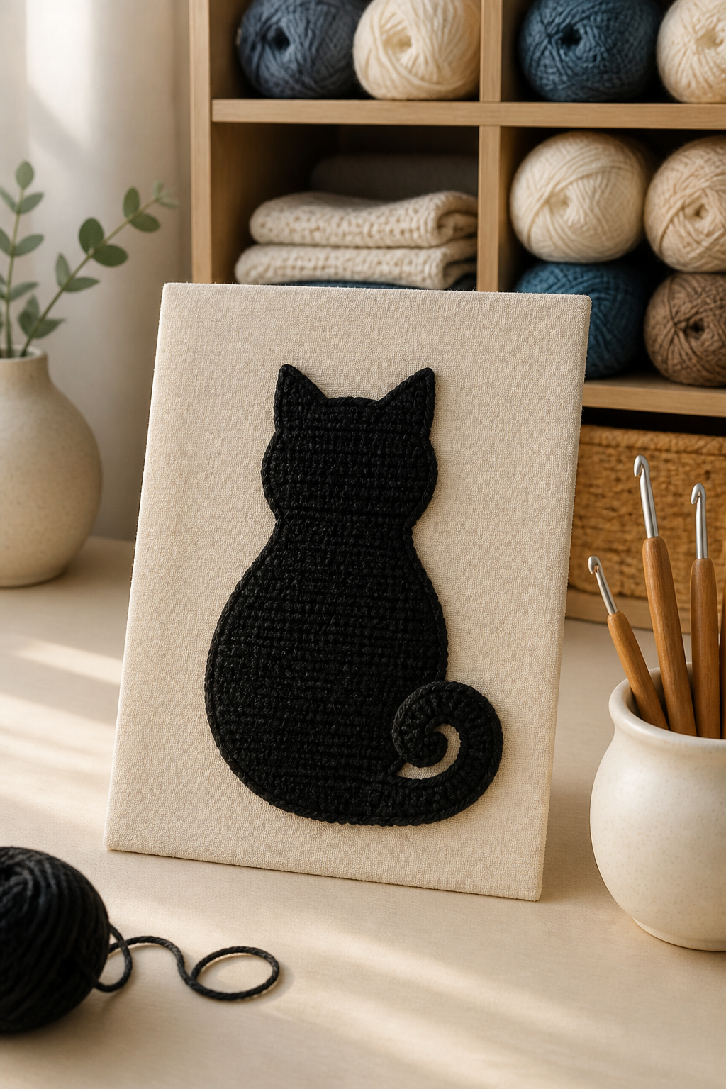crochet kitchen witch decor ideas showing crochet black cat applique kitchen accent