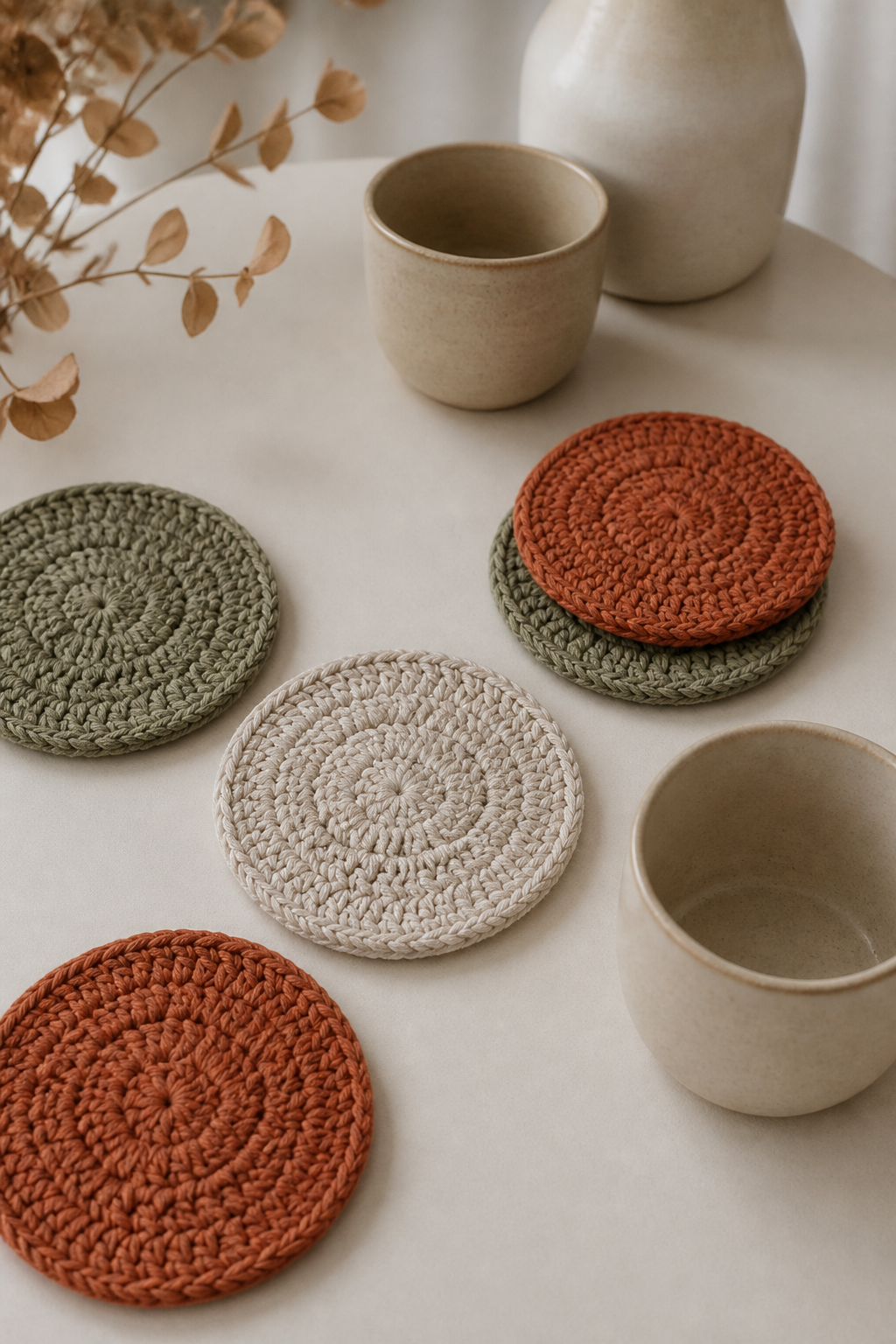 rust orange crochet ideas showing crochet autumn table coasters