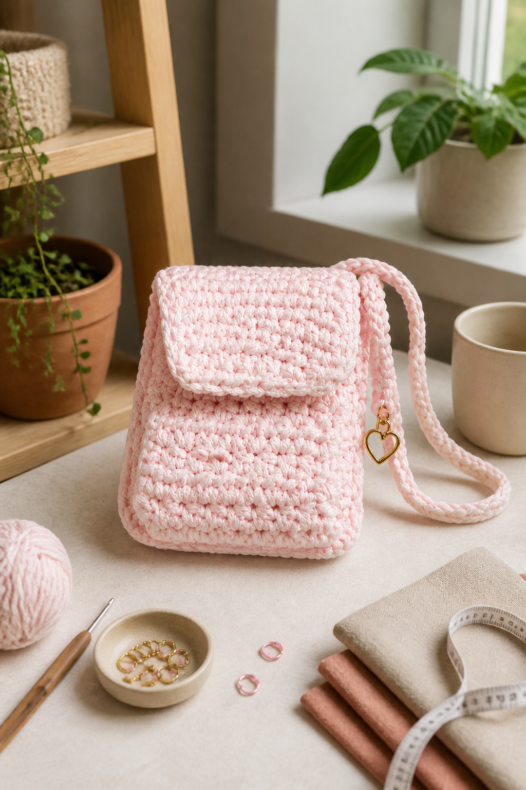 crochet oversized flap bag ideas: convertible book-sleeve bag in an original editorial composition