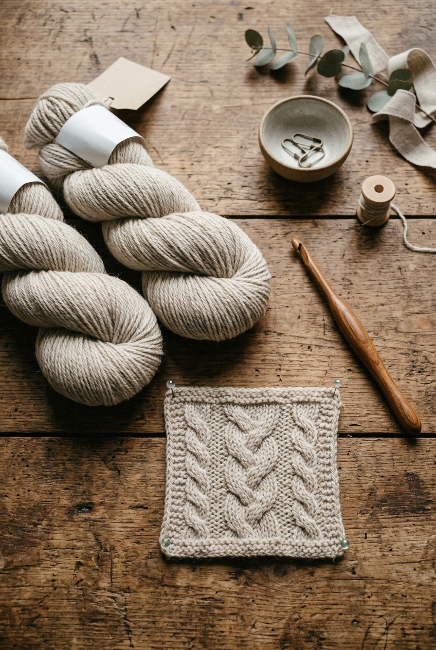 1. Yarn Selection & Gauge Swatching - cabled slouch hat crochet pattern