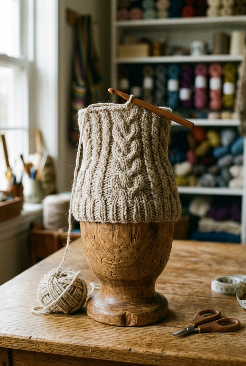 4. Building Hat Body & Slouch Height - cabled slouch hat crochet pattern