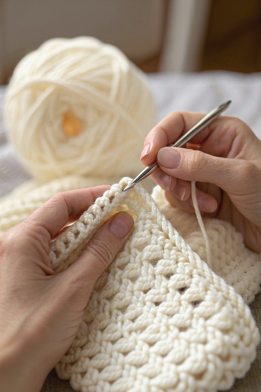 2. Working the Foundation Chain and Base Row - crochet cotton blanket pattern