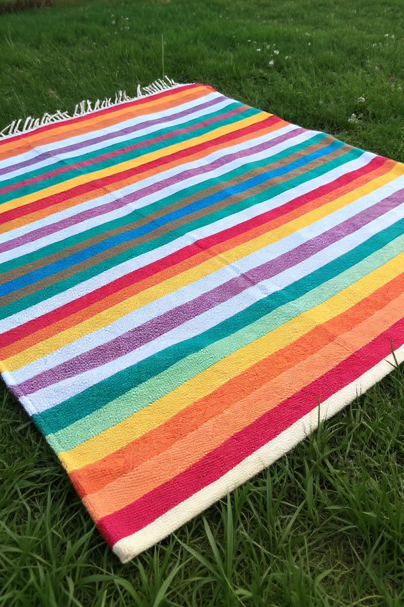 6. Repeating the Multi-Color Striped Rhythm - crochet cotton blanket pattern