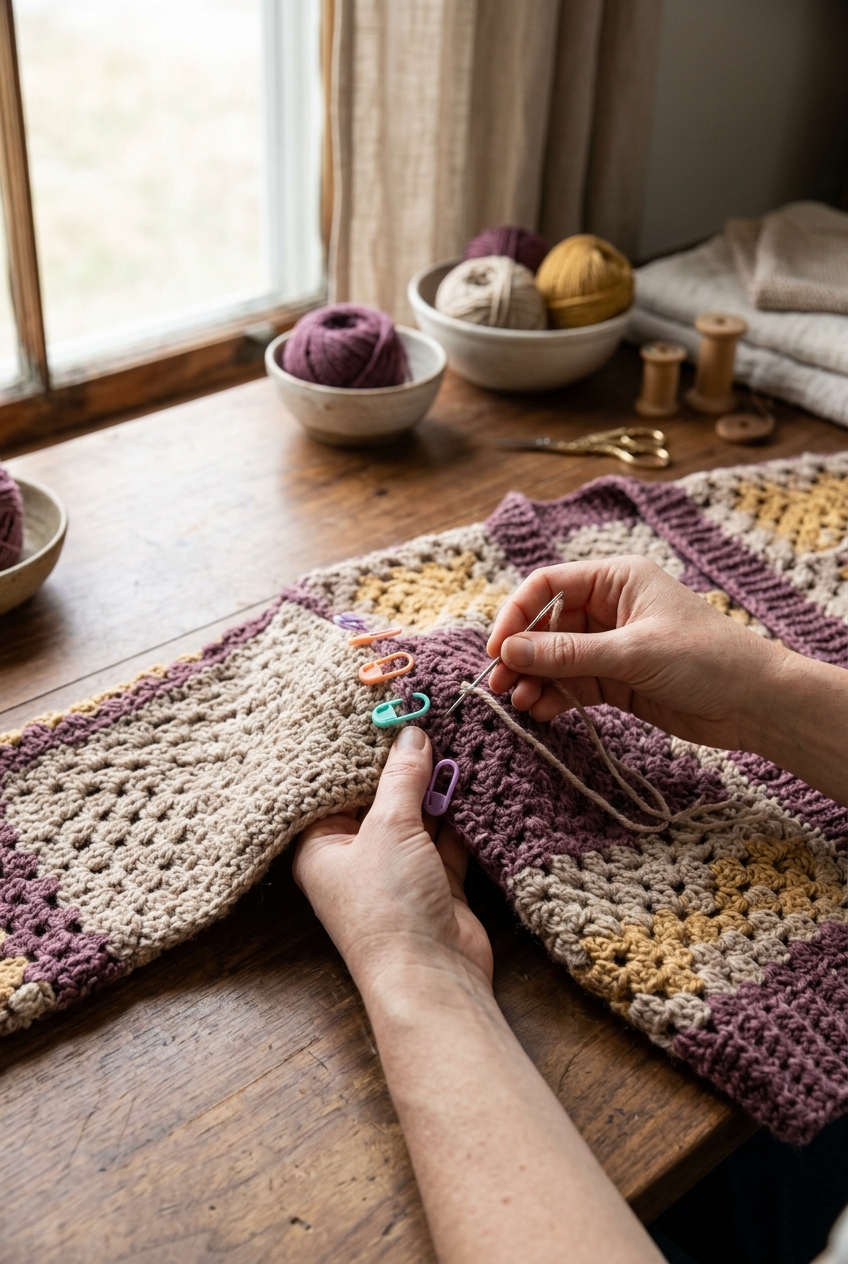 Flat Sleeve Construction - crochet duster cardigan pattern