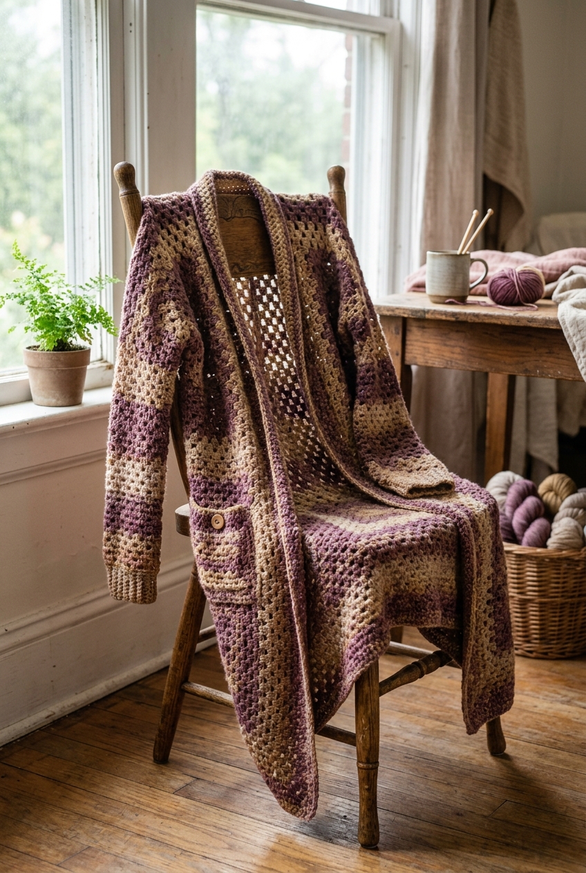 Finished Garment & Styling - crochet duster cardigan pattern