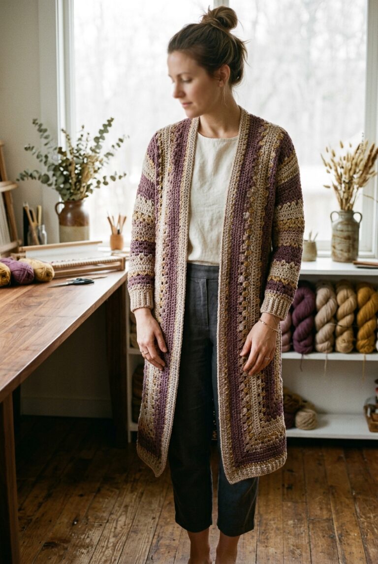 crochet duster cardigan pattern featured image