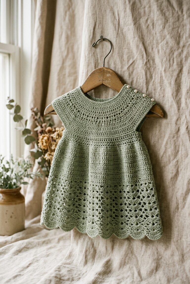 eyelet baby dress crochet pattern featured
