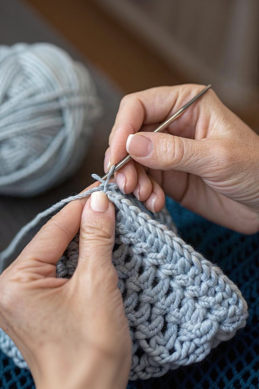 2. Crocheting the Ribbed Band Foundation - how to make a slouchy crochet hat