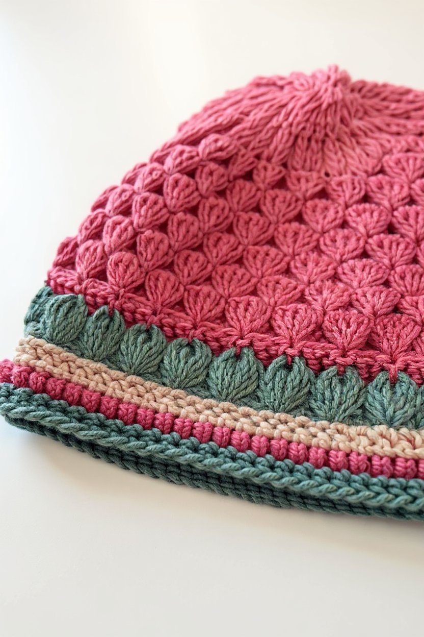 4. Setting Up the Textured Puff Stitch Rounds - how to make a slouchy crochet hat