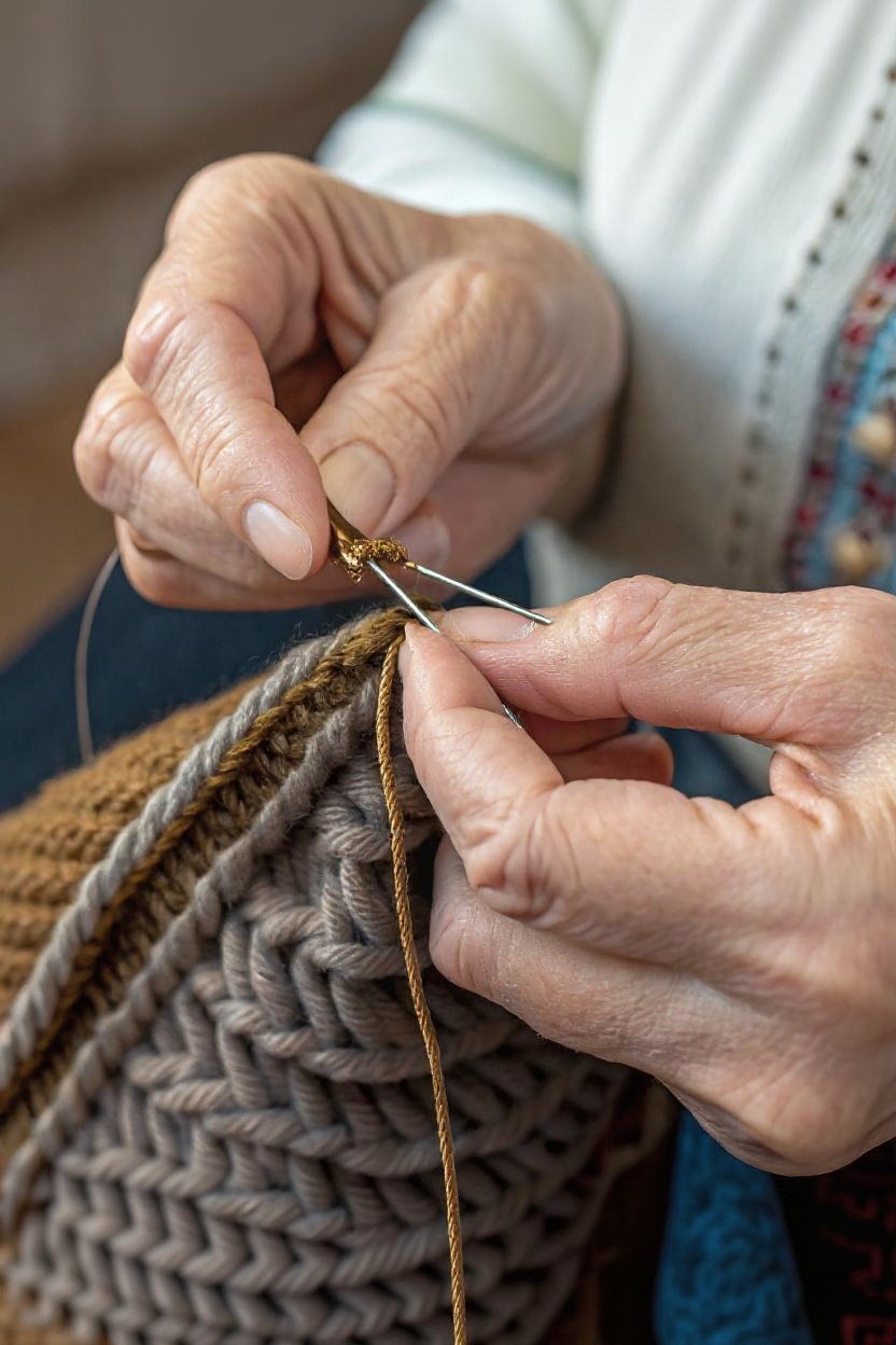8. Gathering and Cinching the Crown Closed - how to make a slouchy crochet hat