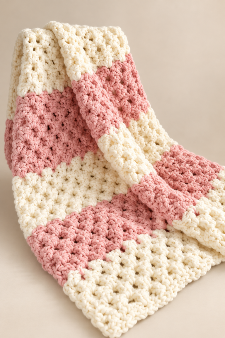 3D crochet blanket with raised texture