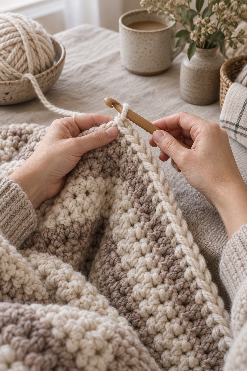 6 weight yarn crochet blanket pattern: finish a thick blanket with a clean edge