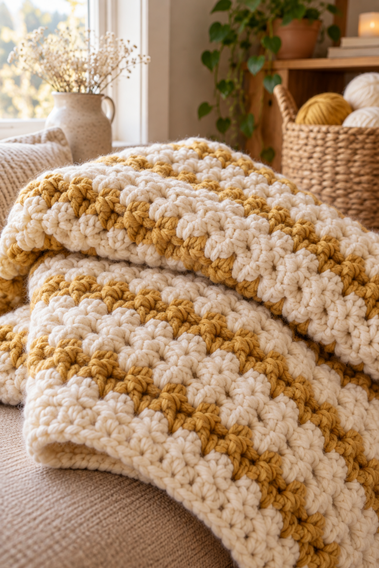 6 weight yarn crochet blanket featured