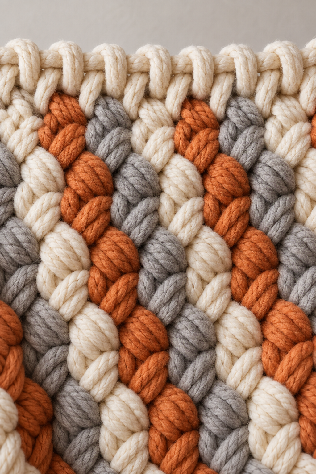 Finished braided loops crochet blanket edge with anchored loops