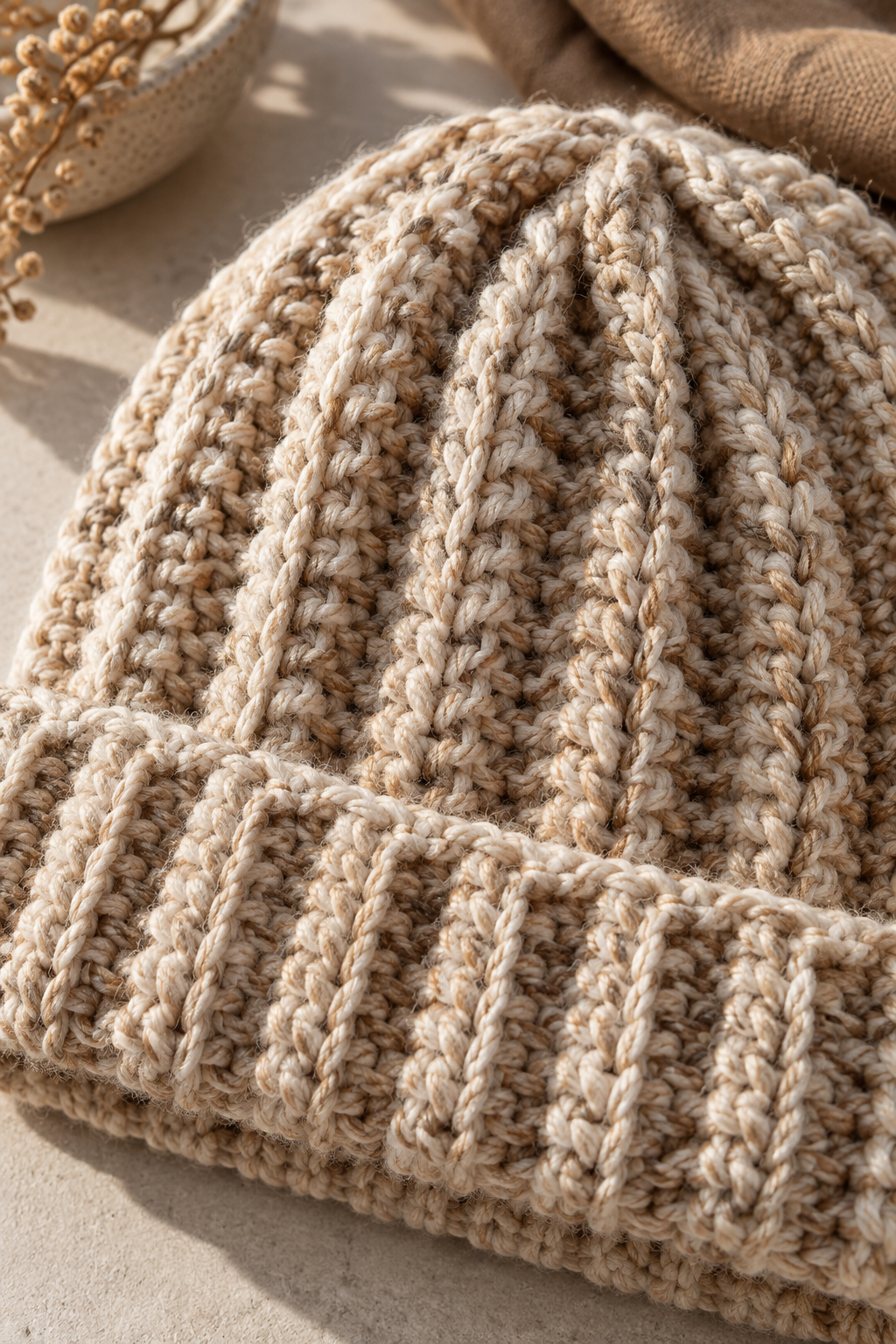 crochet adult hat pattern texture close-up