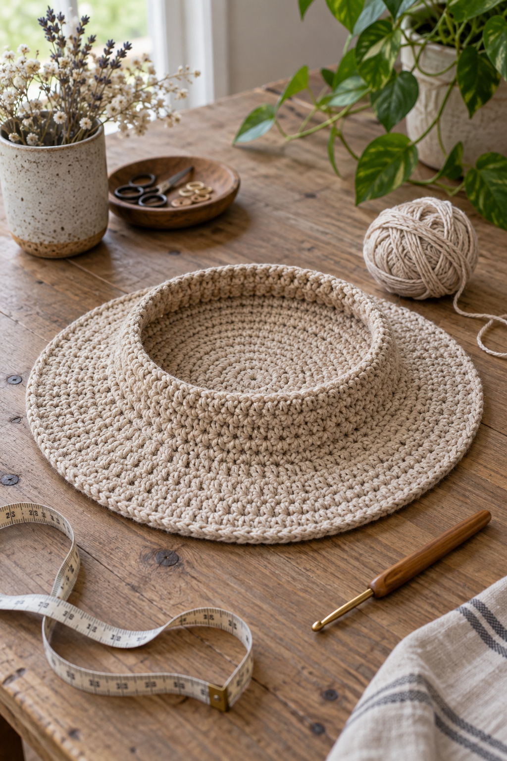 crochet adult hat pattern brim detail