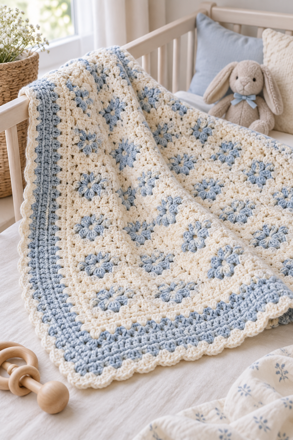 crochet baby afghan detail: choose a gentle dk-yarn palette