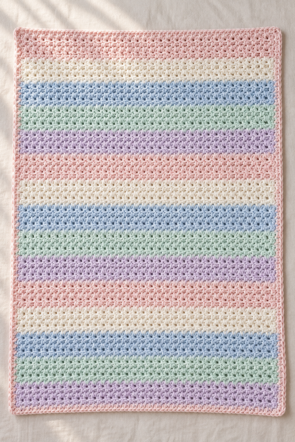 pastel crochet baby blanket construction