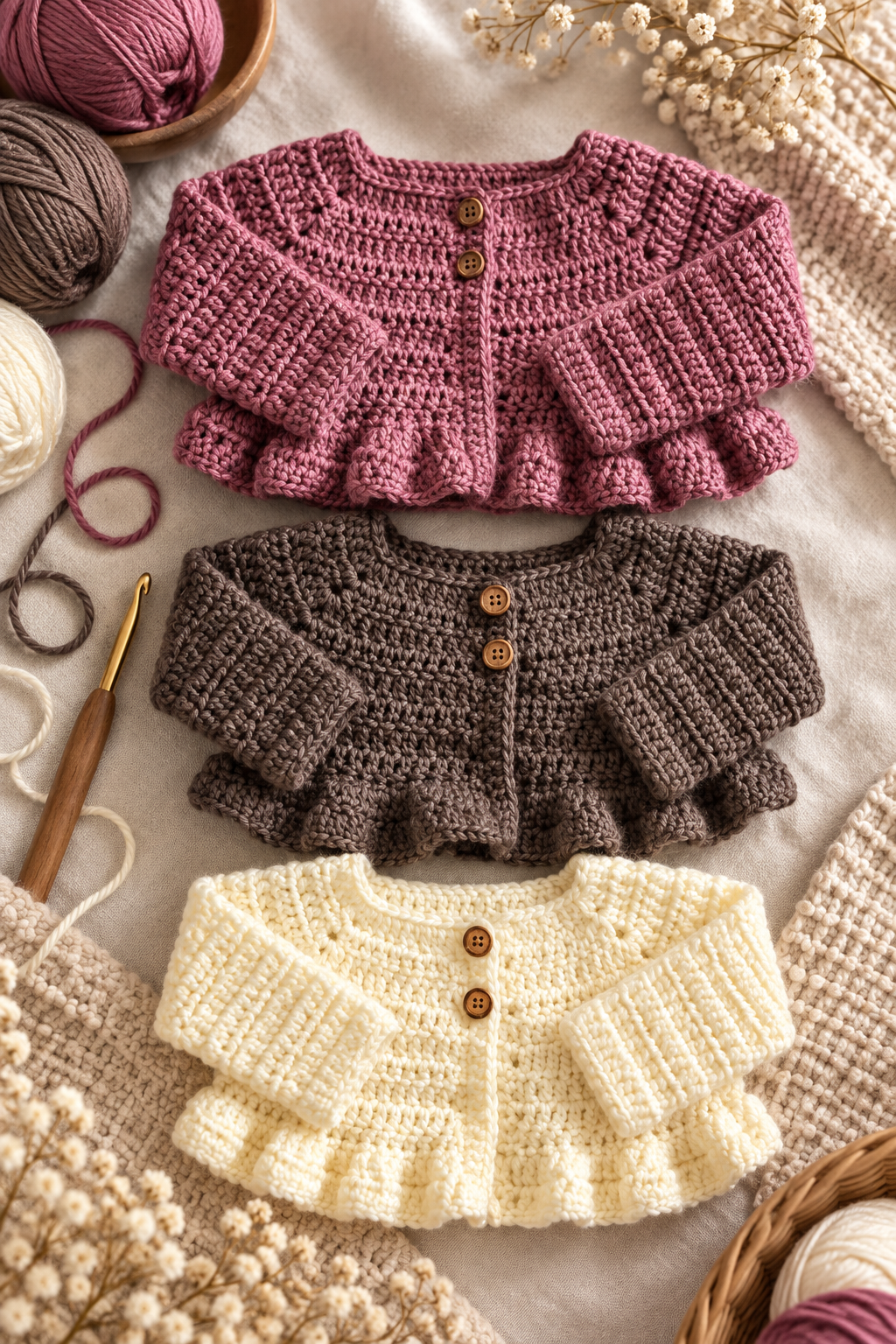 crochet baby cardigan for spring detail 1