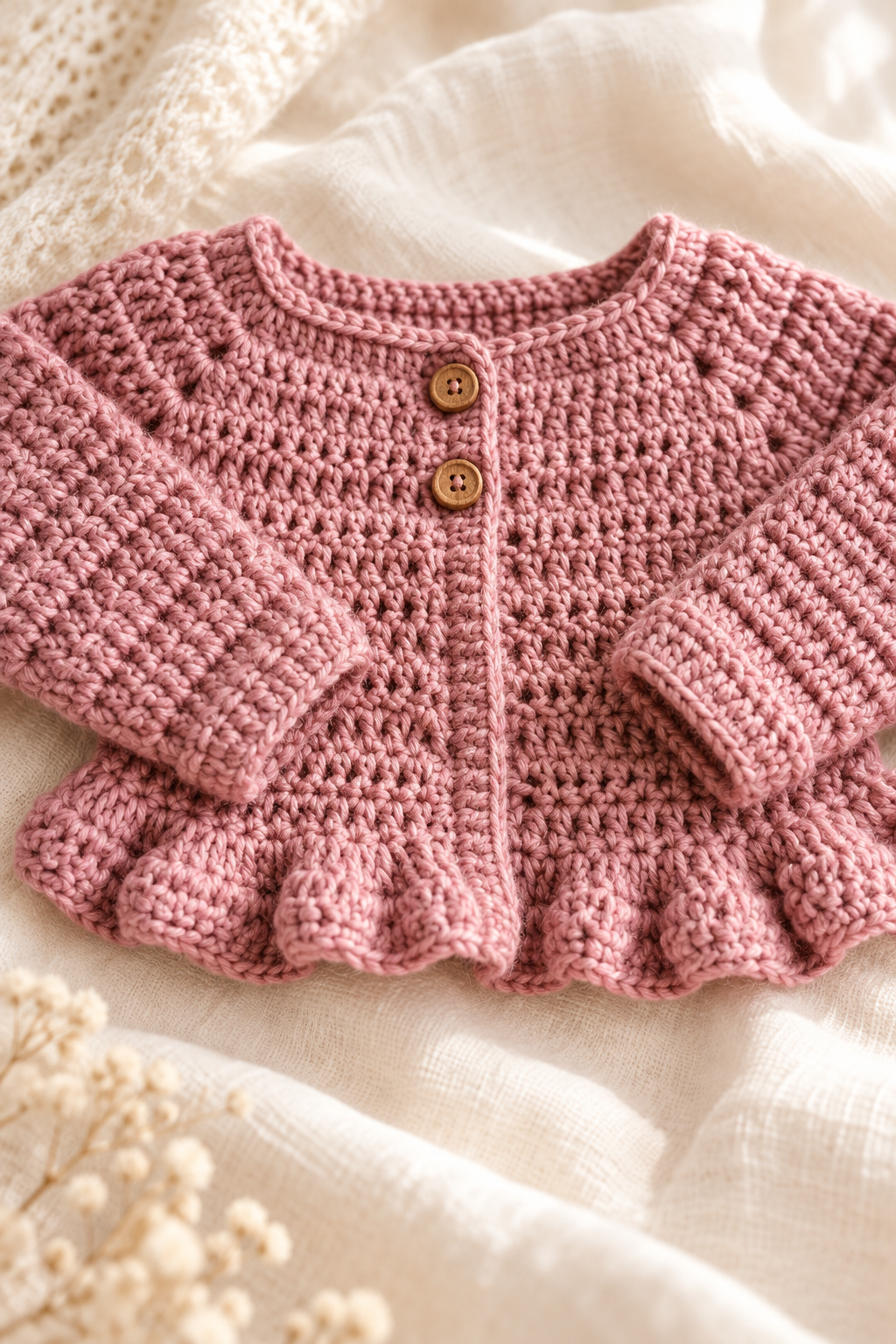 crochet baby cardigan for spring detail 3
