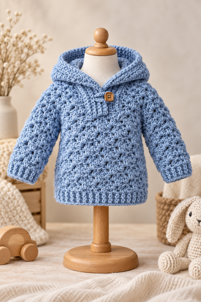 crochet baby jumper pattern blue sweater featured design
