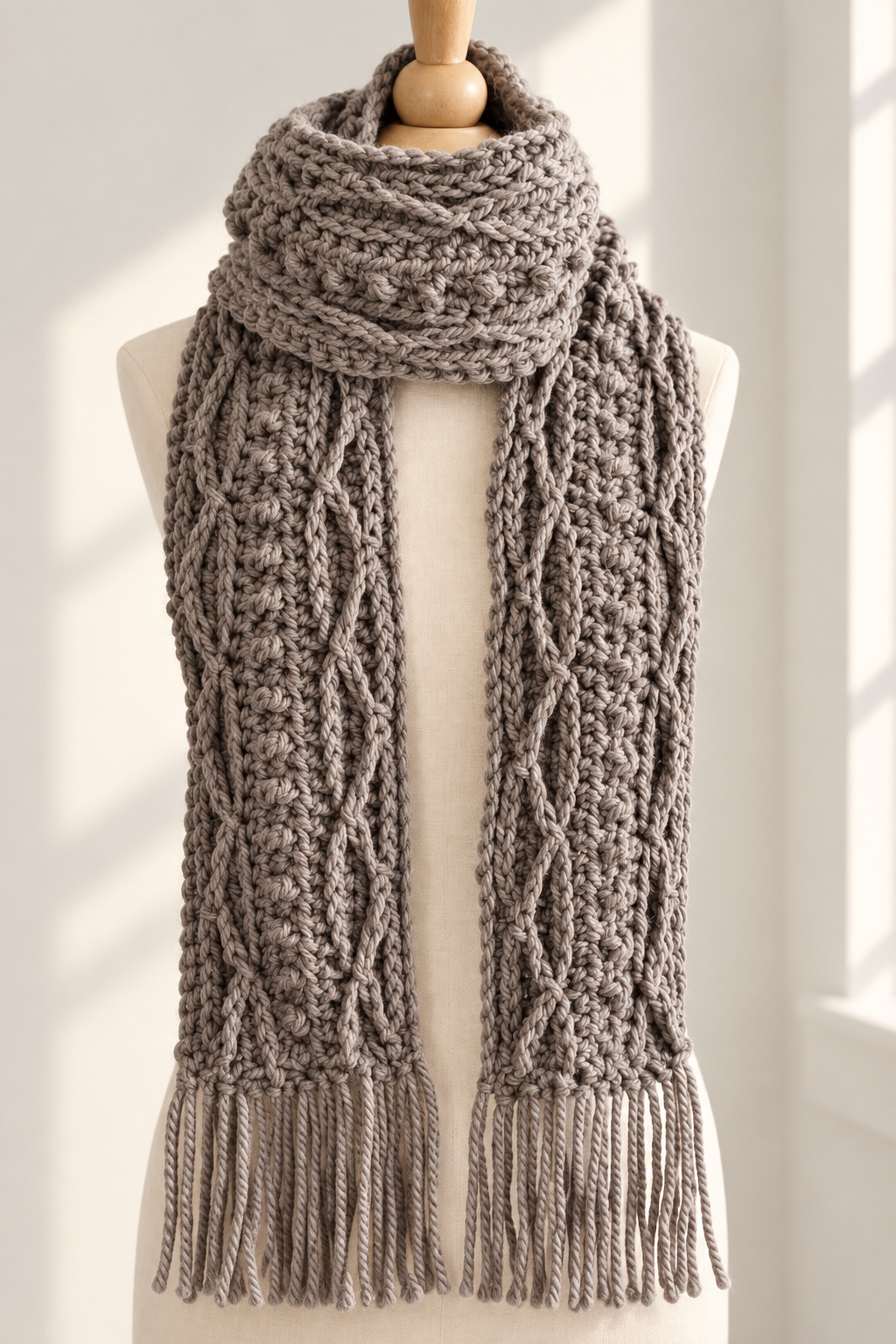 crochet cable scarf pattern detail: build the ribbed foundation