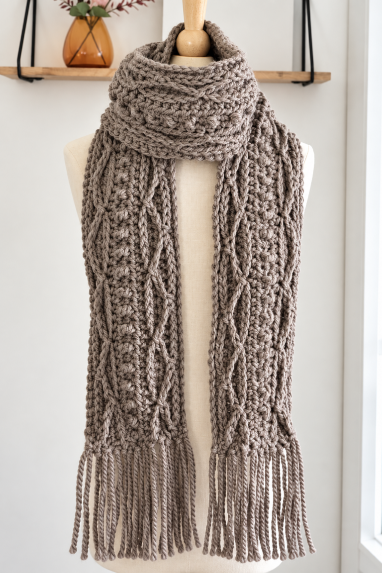 crochet cable scarf pattern featured texture