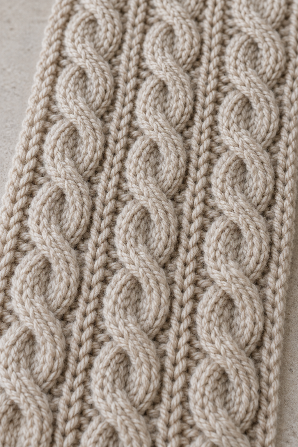 Crochet cable scarf pattern body and attached legs