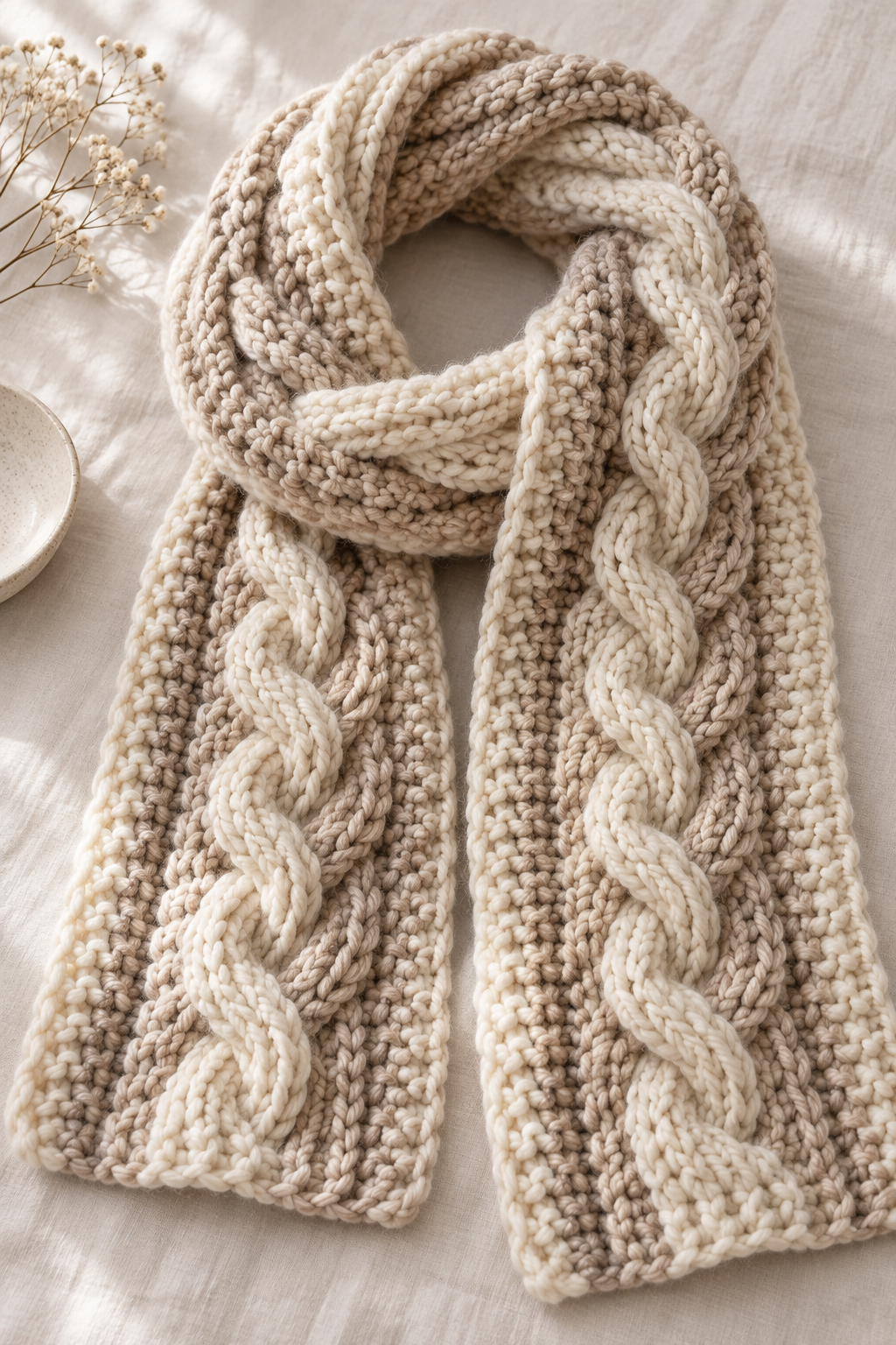 Crochet cable scarf pattern finished textured scarf