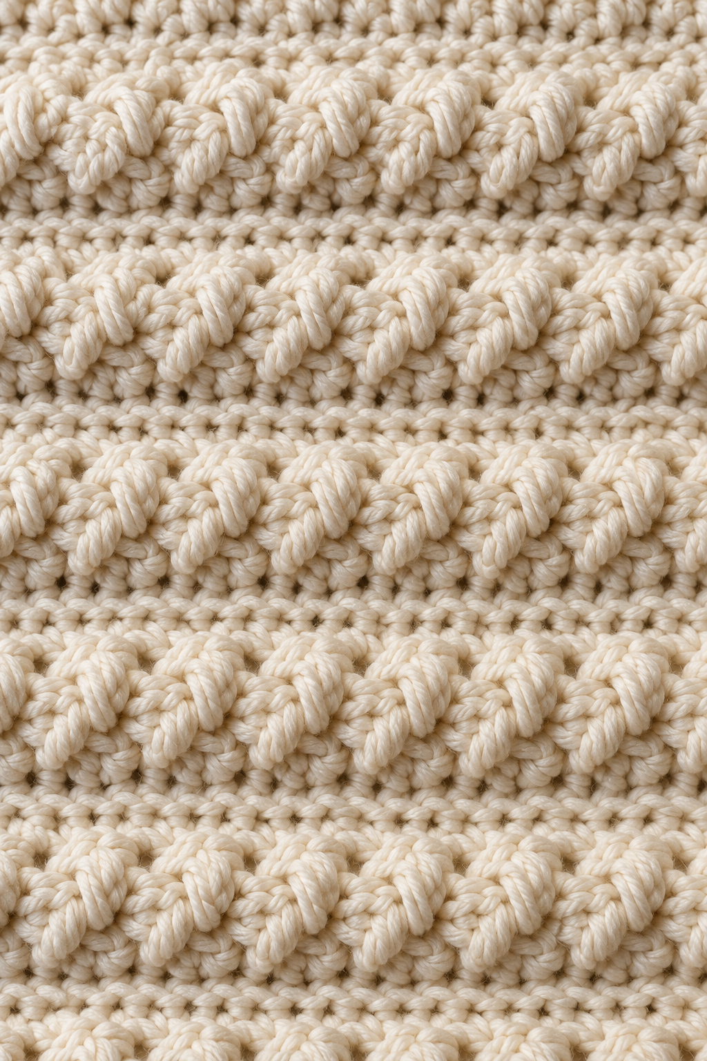 Close view of crochet crunch stitch texture