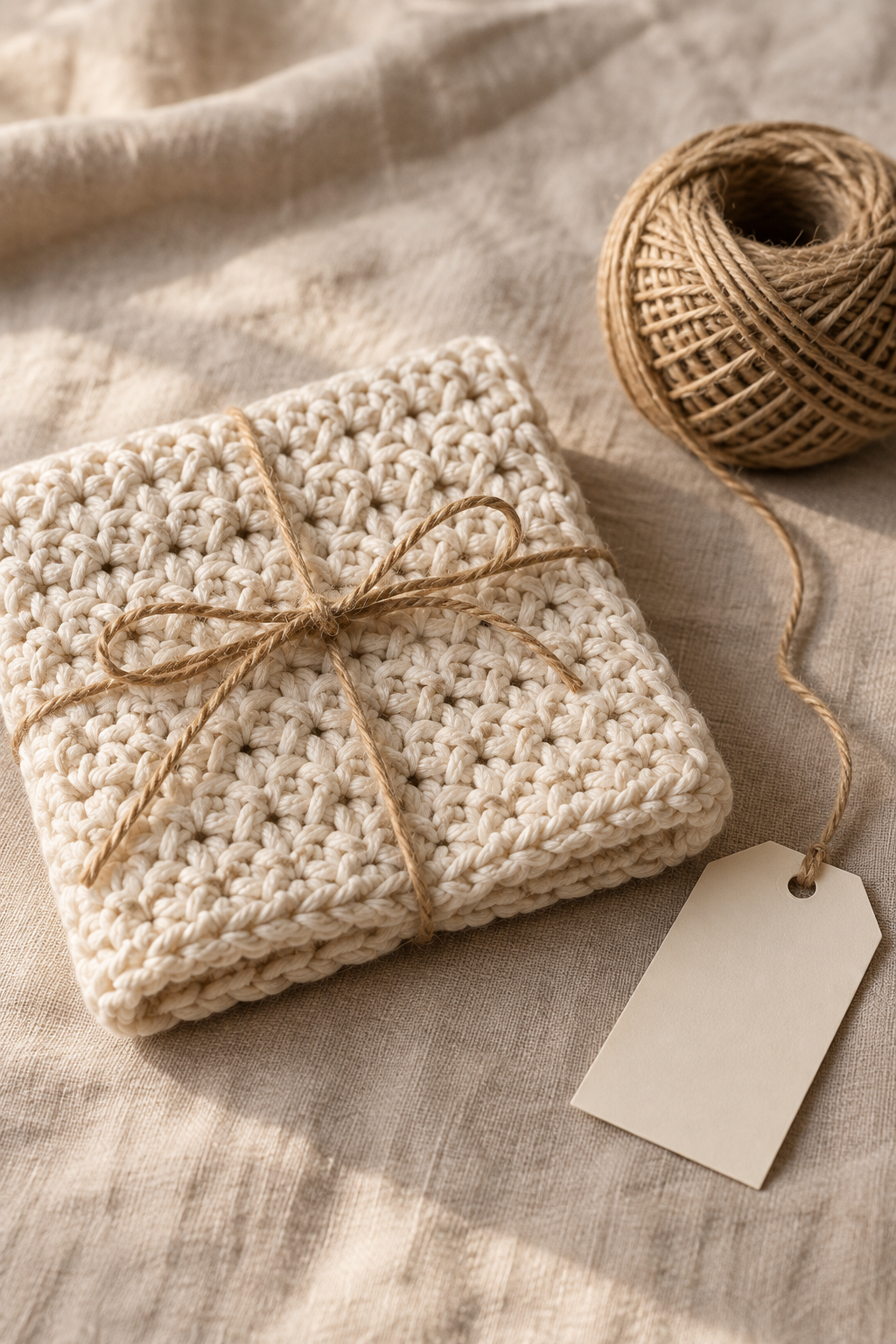 Gift-ready handmade crochet dishcloth