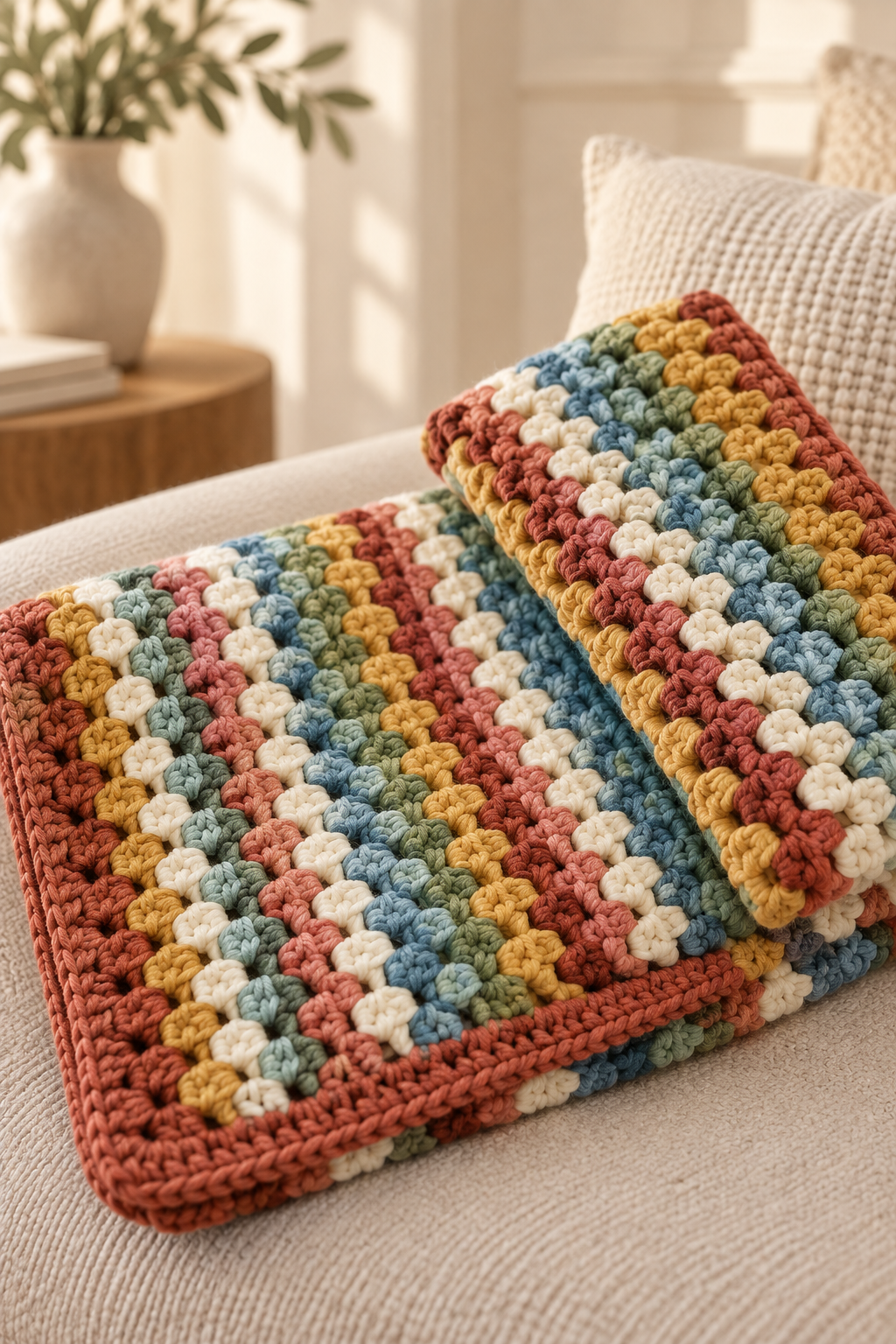 crochet granny stripe blanket: build texture with balanced stitches