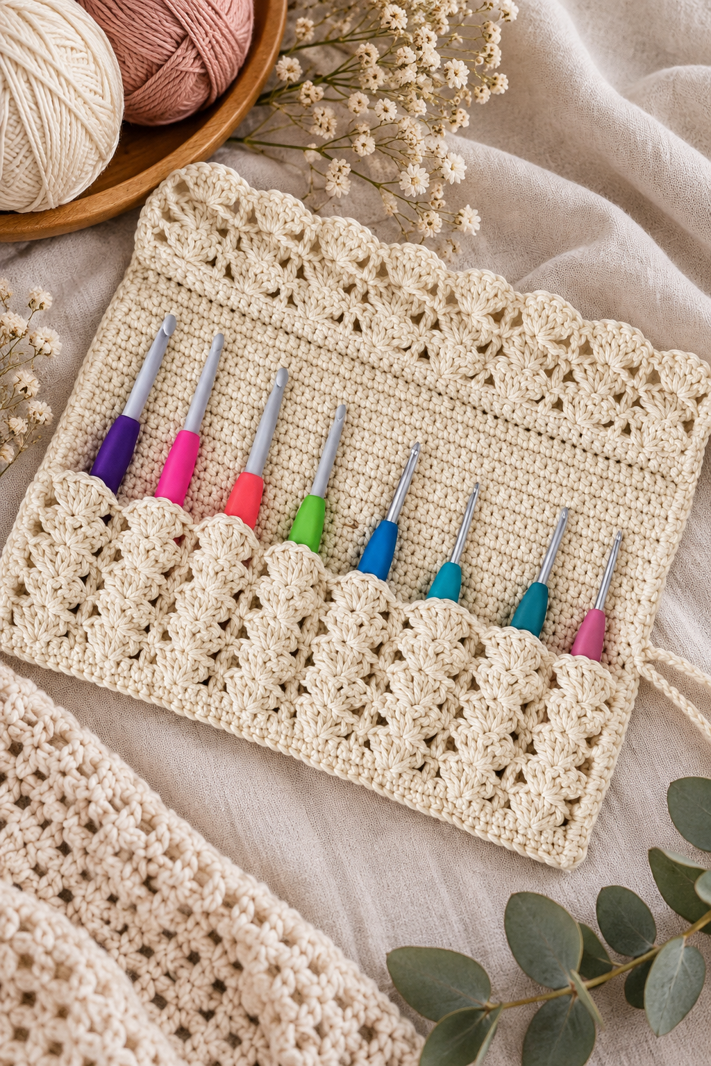 Measuring an adjustable crochet hook case free pattern