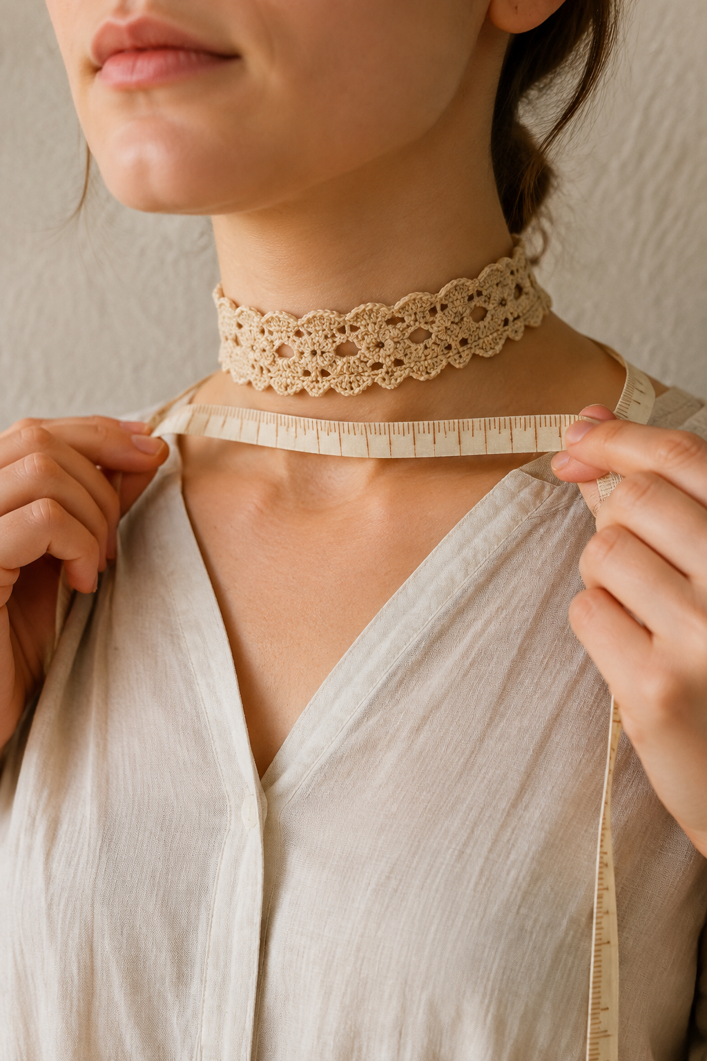 crochet lace choker necklace — measure the neck and plan ease