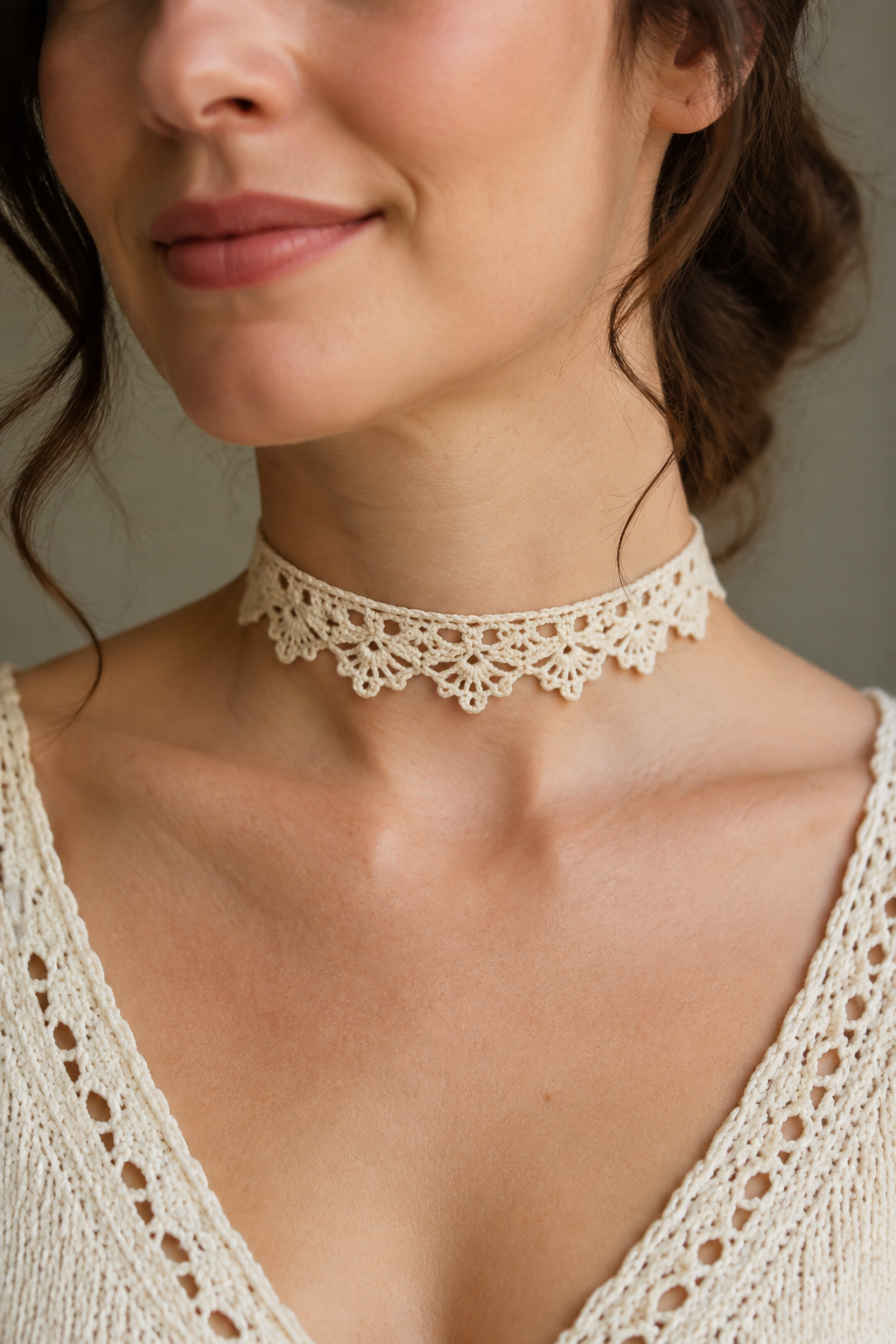 crochet lace choker necklace editorial overview