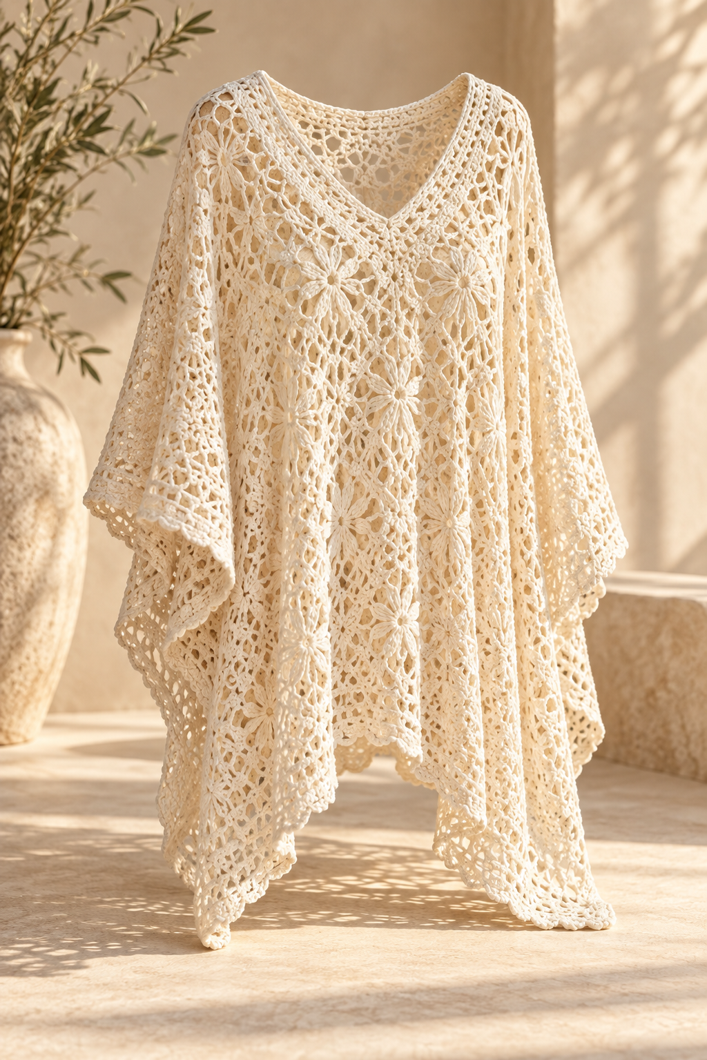 crochet lacy summer poncho openwork featured design