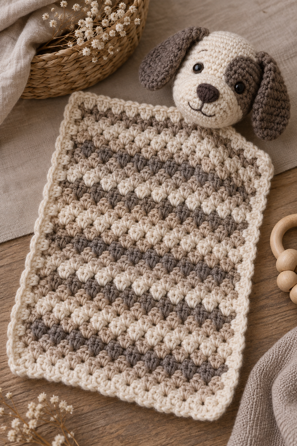 Rectangular blanket body for a crochet lovey free pattern