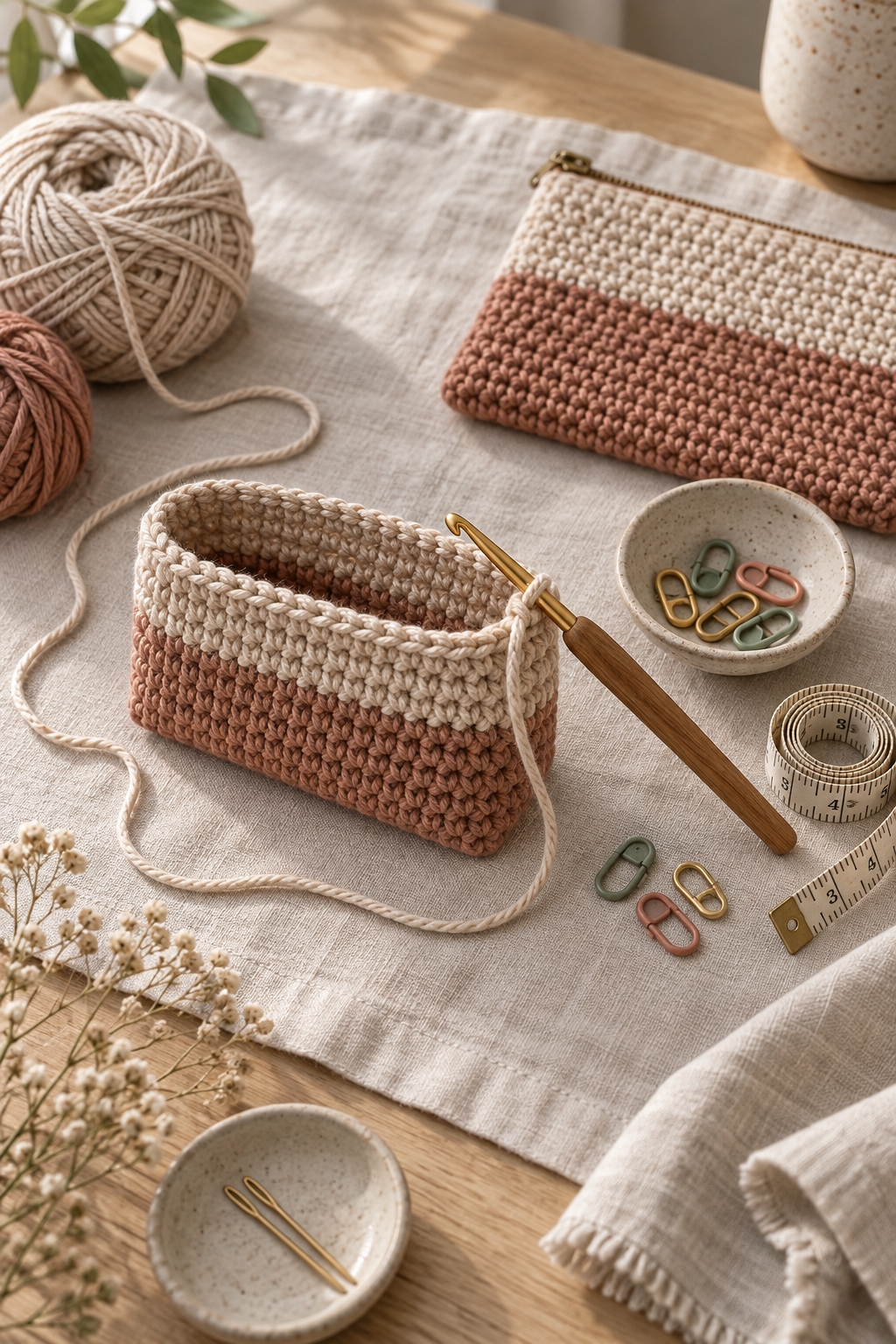 Zipper positioned on crochet fabric