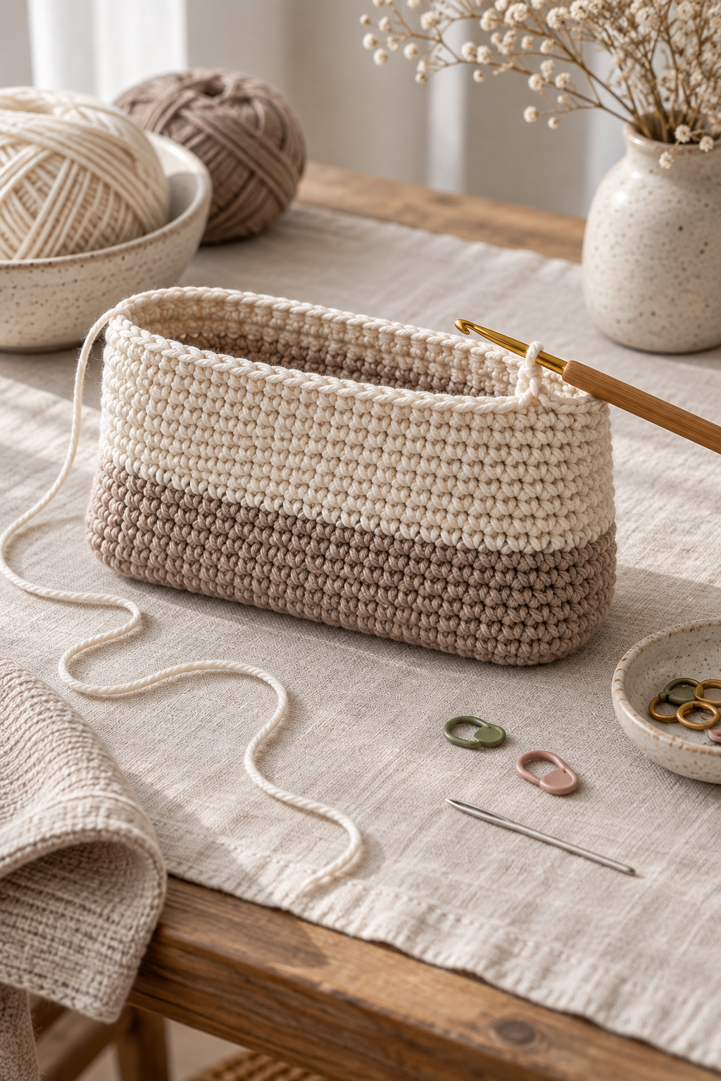 Crochet side edges joined with even stitches