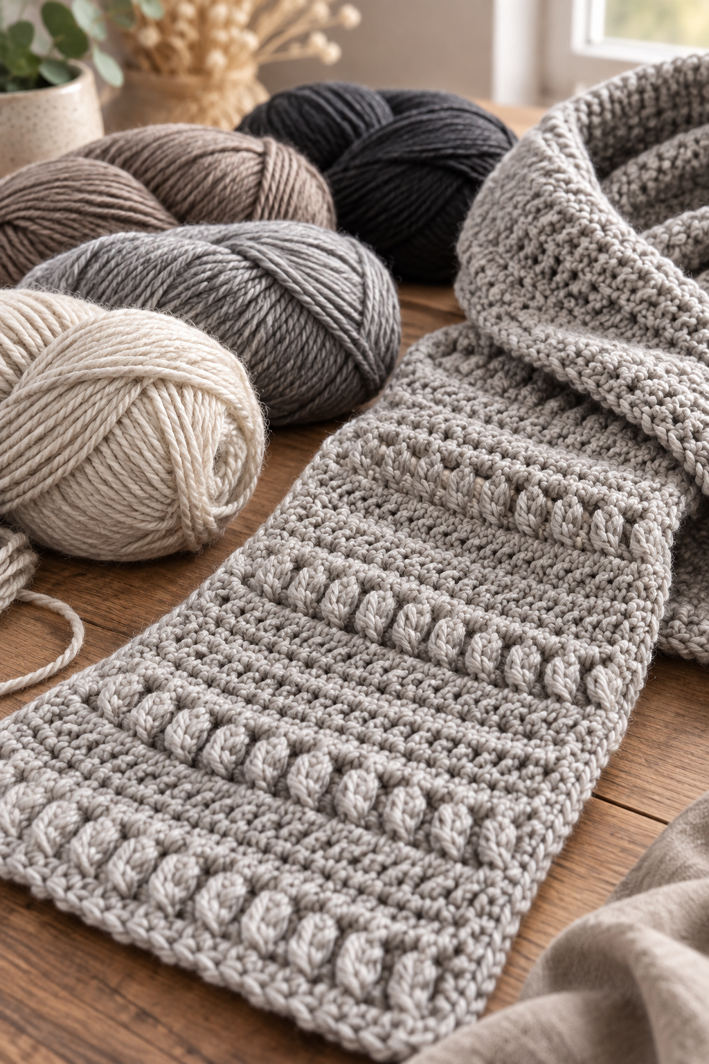 crochet men's scarf pattern: pick yarn for warmth and drape