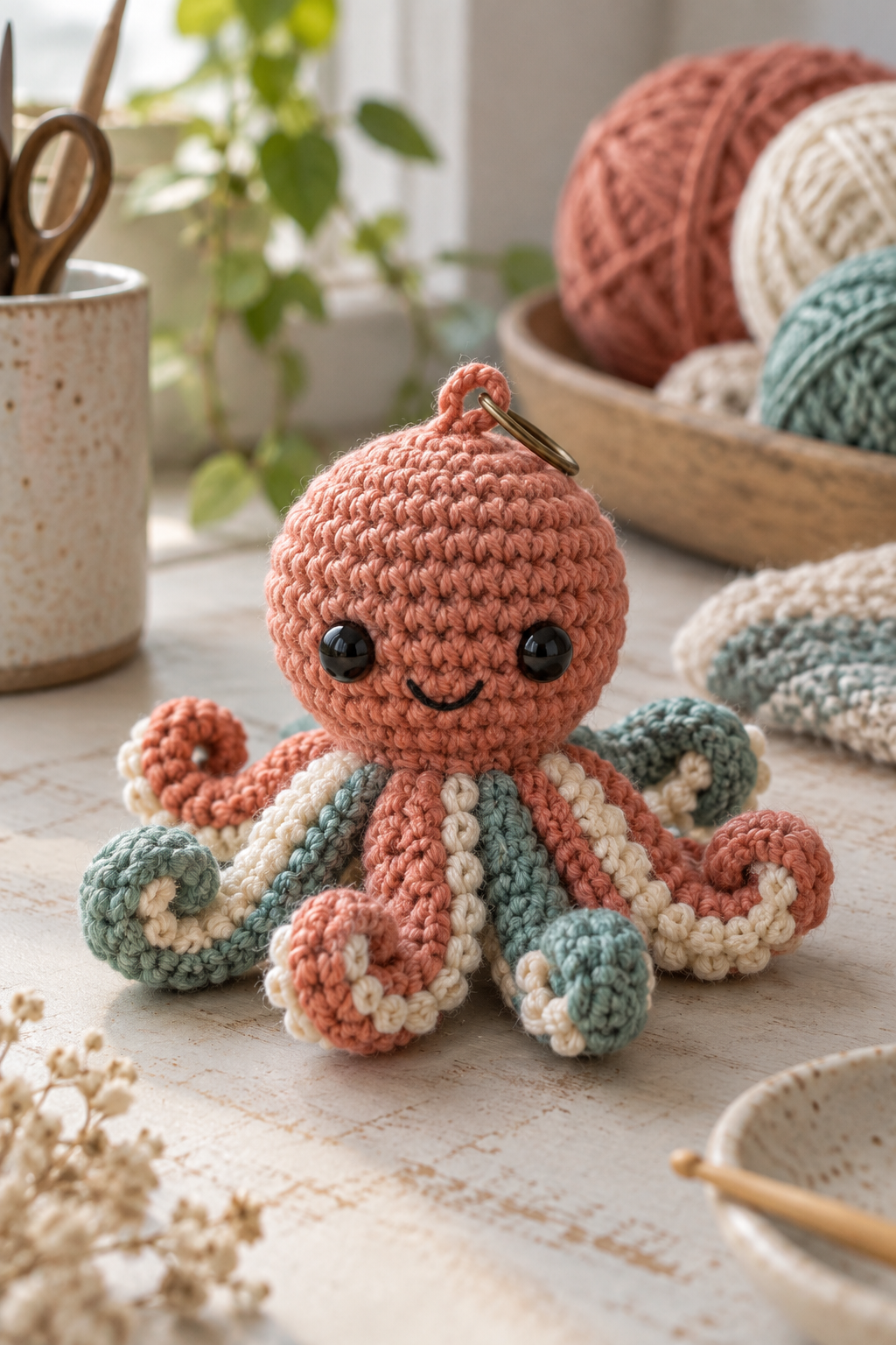 Crochet tentacle texture and color detail