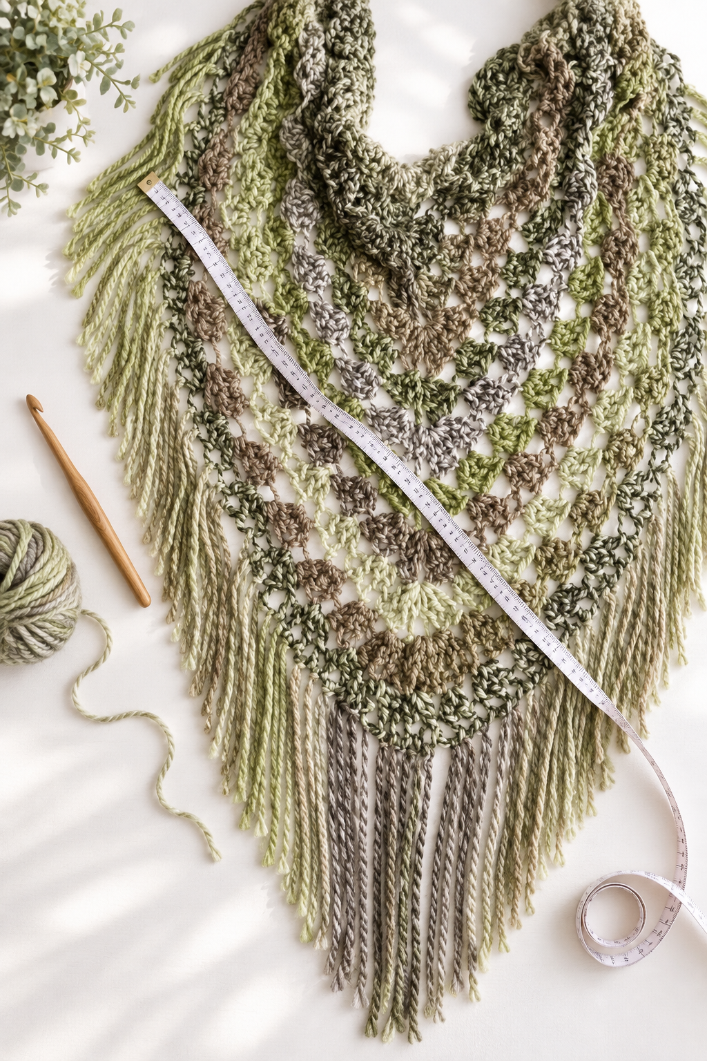 crochet pistachio wrap proportions and measuring