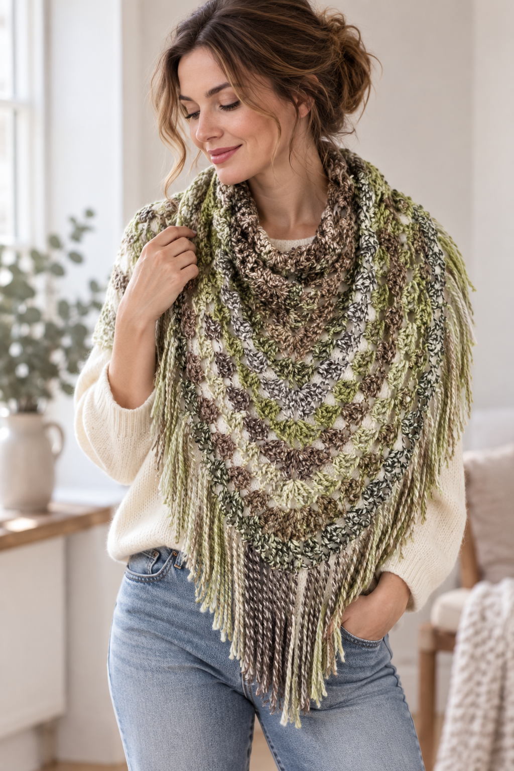 crochet pistachio wrap styling and edging