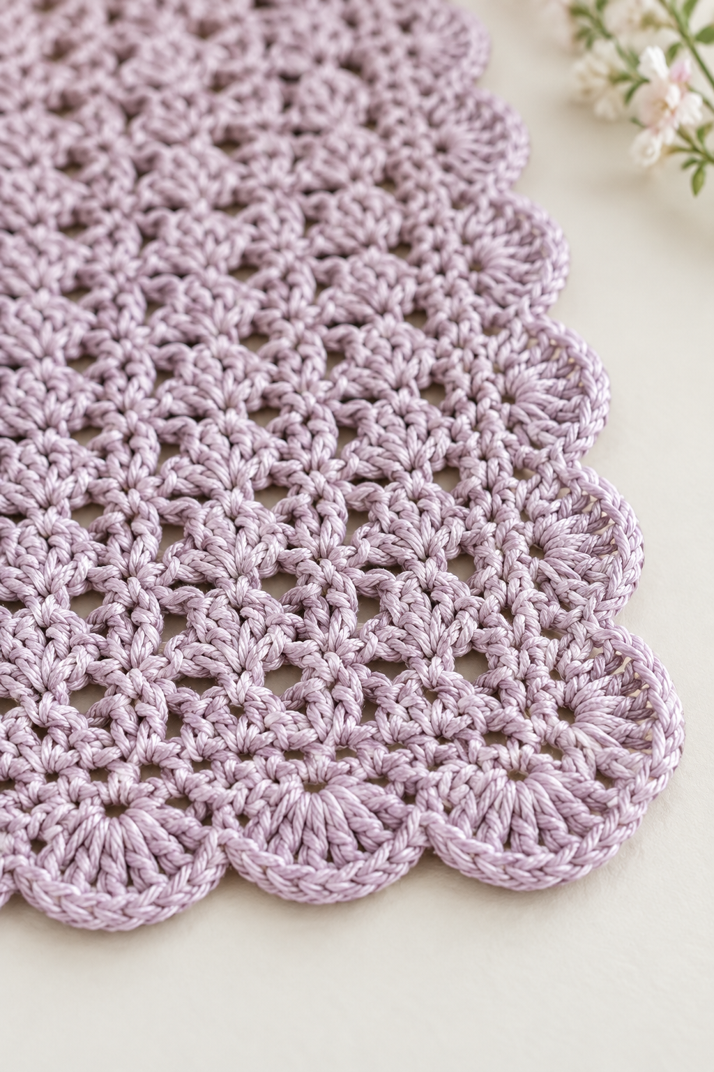 shell stitch border on a crochet placemat