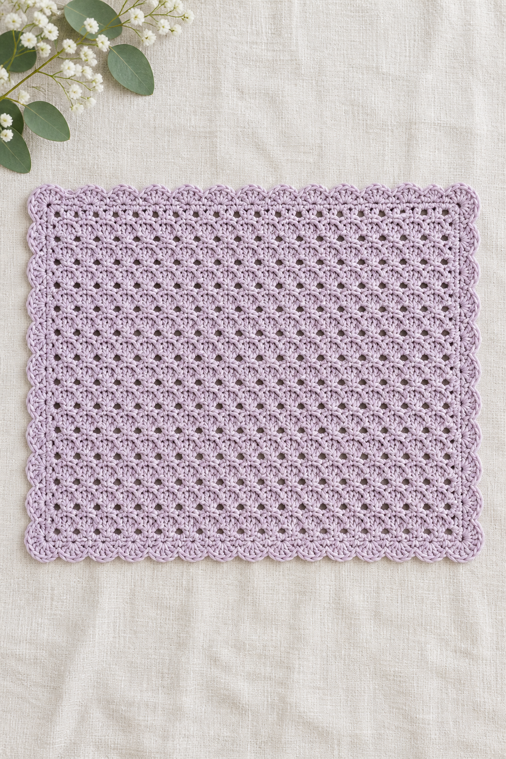 blocked crochet placemat with even edges