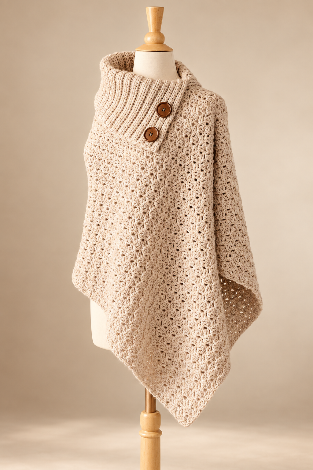 crochet poncho with collar featured garment concept
