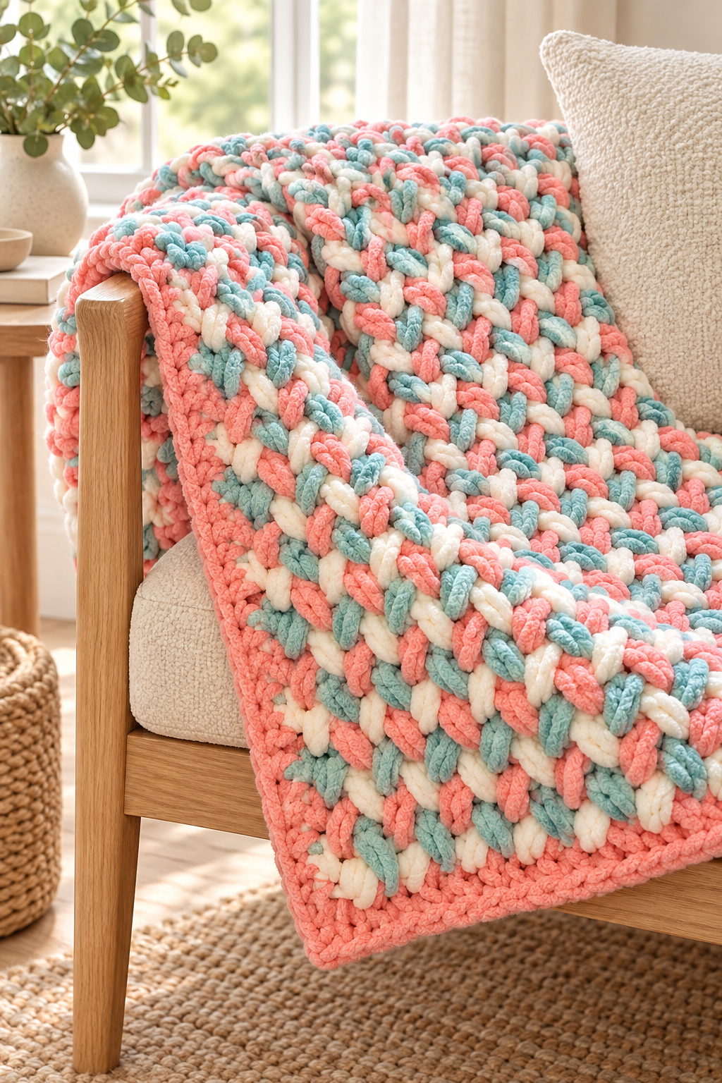 crochet puff stitch blanket cozy afghan styling