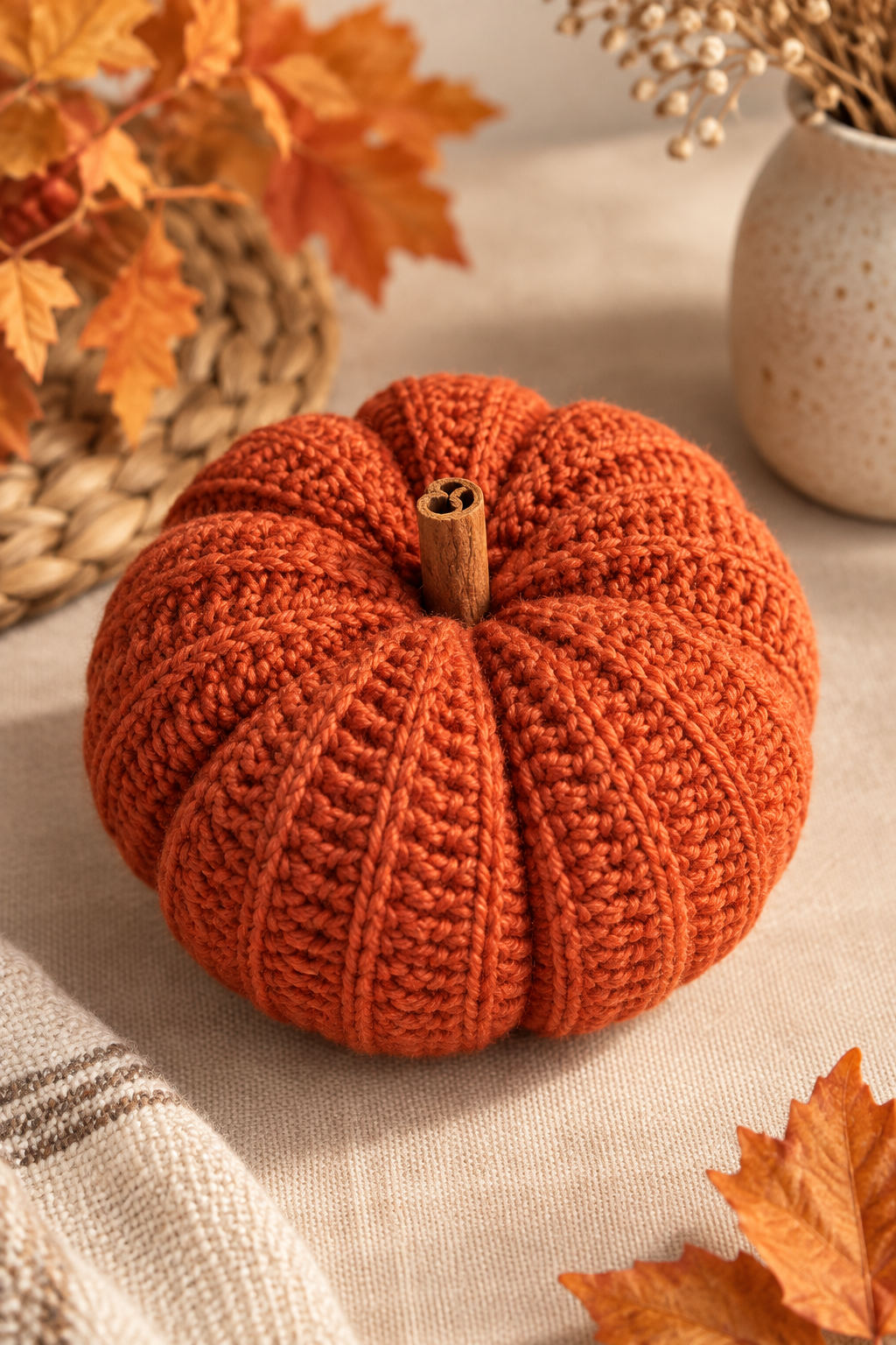 crochet pumpkin pattern ribbed texture