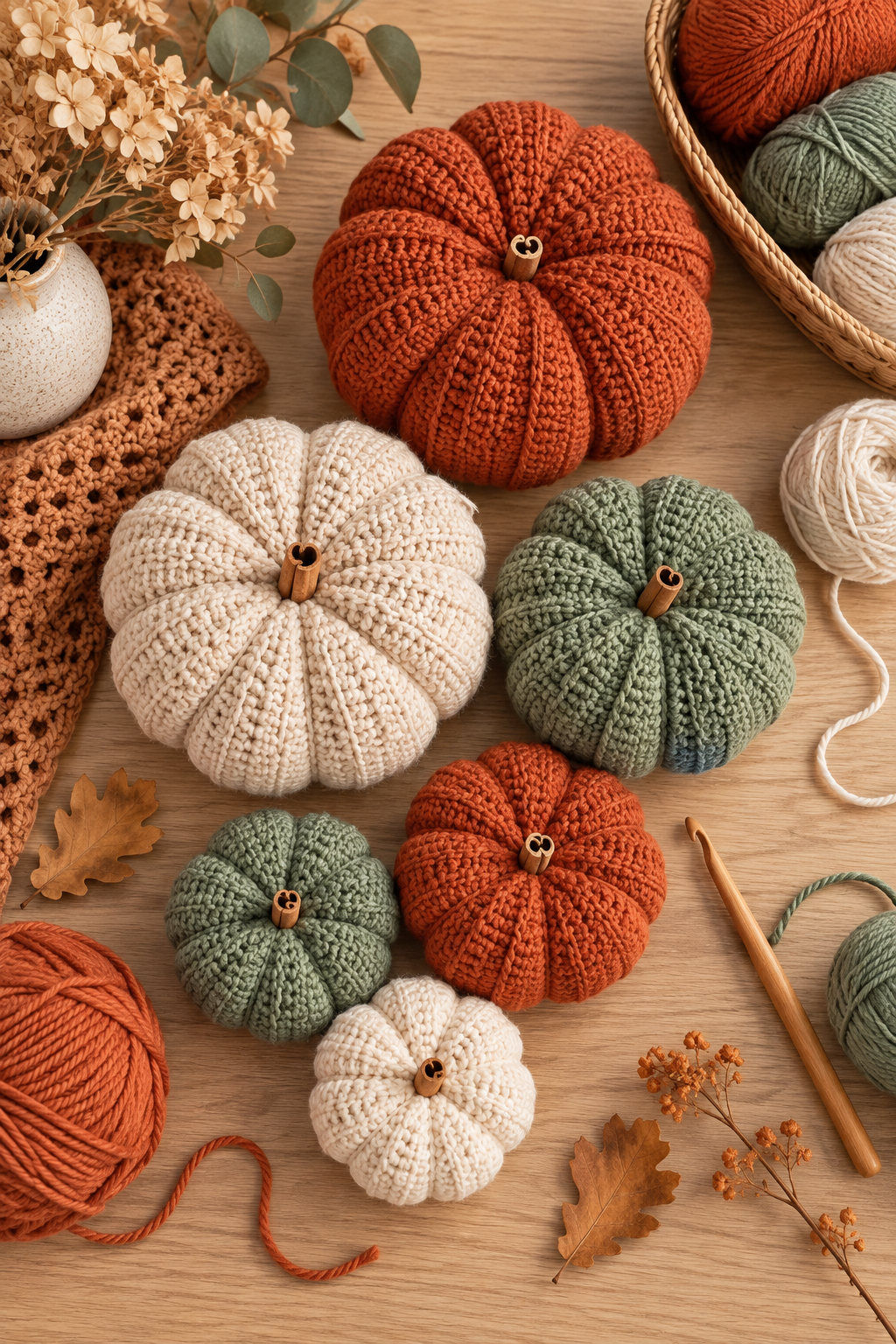 crochet pumpkin pattern autumn color palette