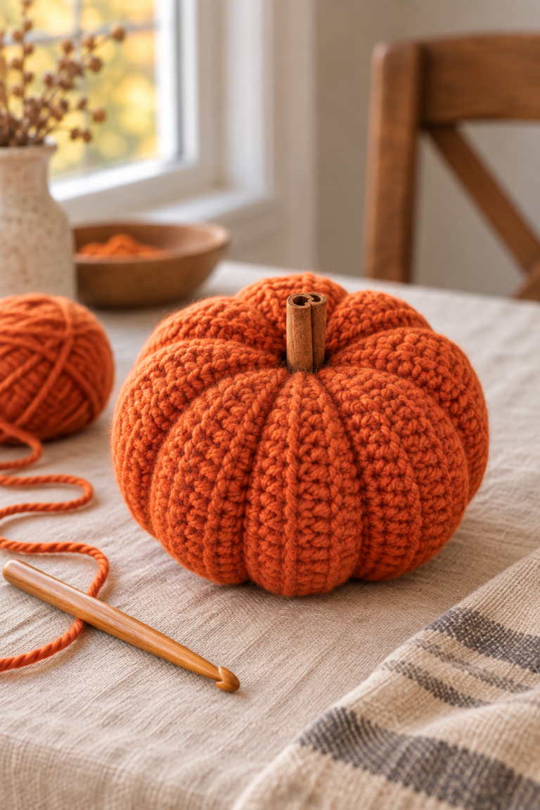 crochet pumpkin pattern finished autumn decoration